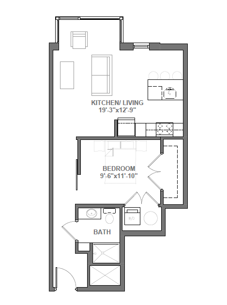 Studio with Den Floor Plan 5
