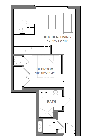 Studio with Den Floor Plan 3