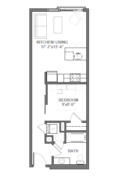 Studio with Den Floor Plan 2