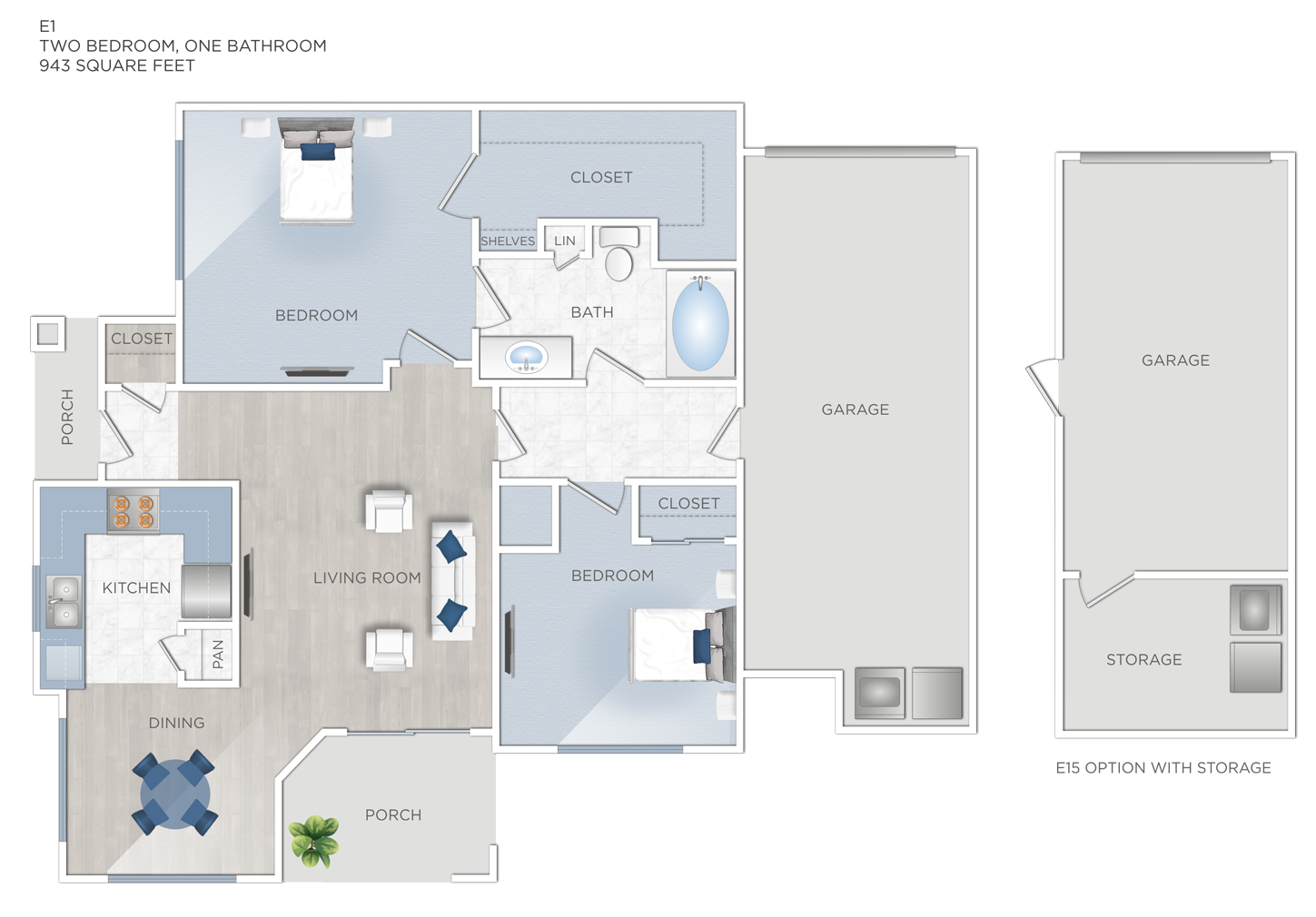 Two Bedroom Apartments in Jersey Village, TX - E1 - 943
