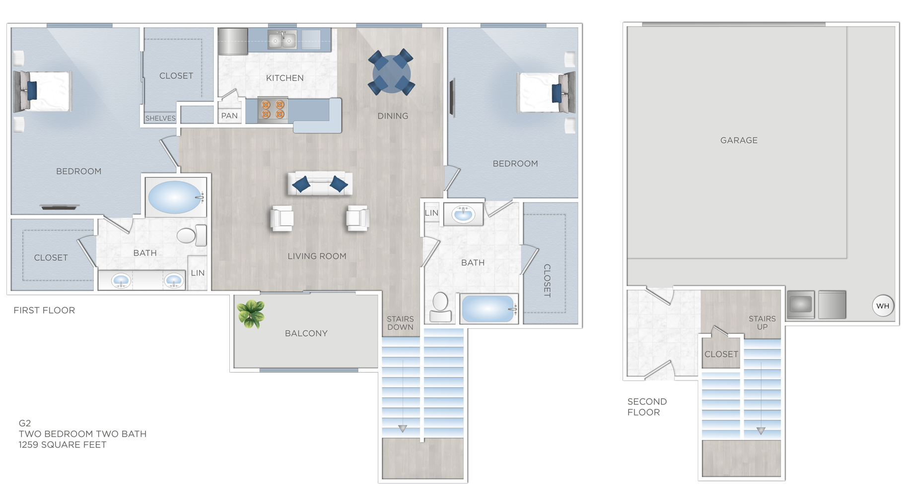 Two Bedroom Apartments in Jersey Village, TX - G2 - 1259