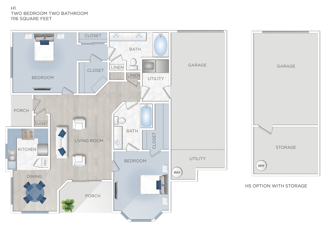 Two Bedroom Apartments in Jersey Village, TX - H1 - 1116