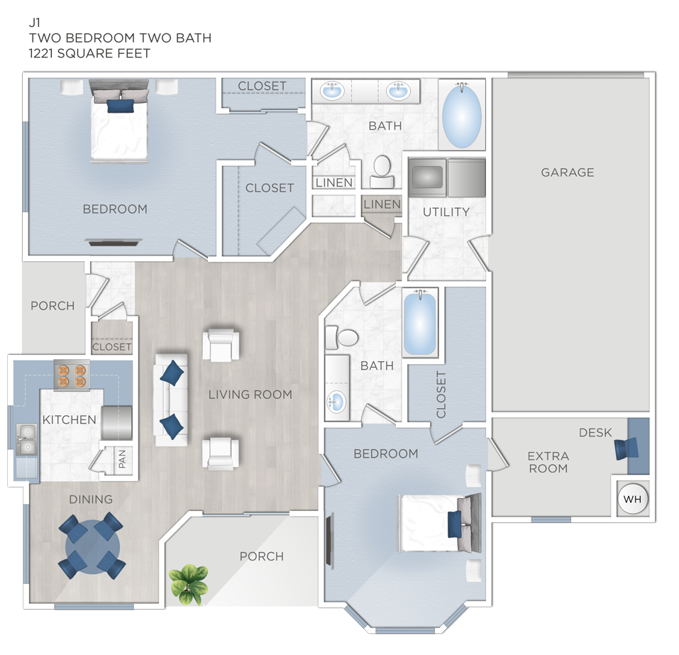 Two Bedroom Apartments in Jersey Village, TX - J1 - 1221