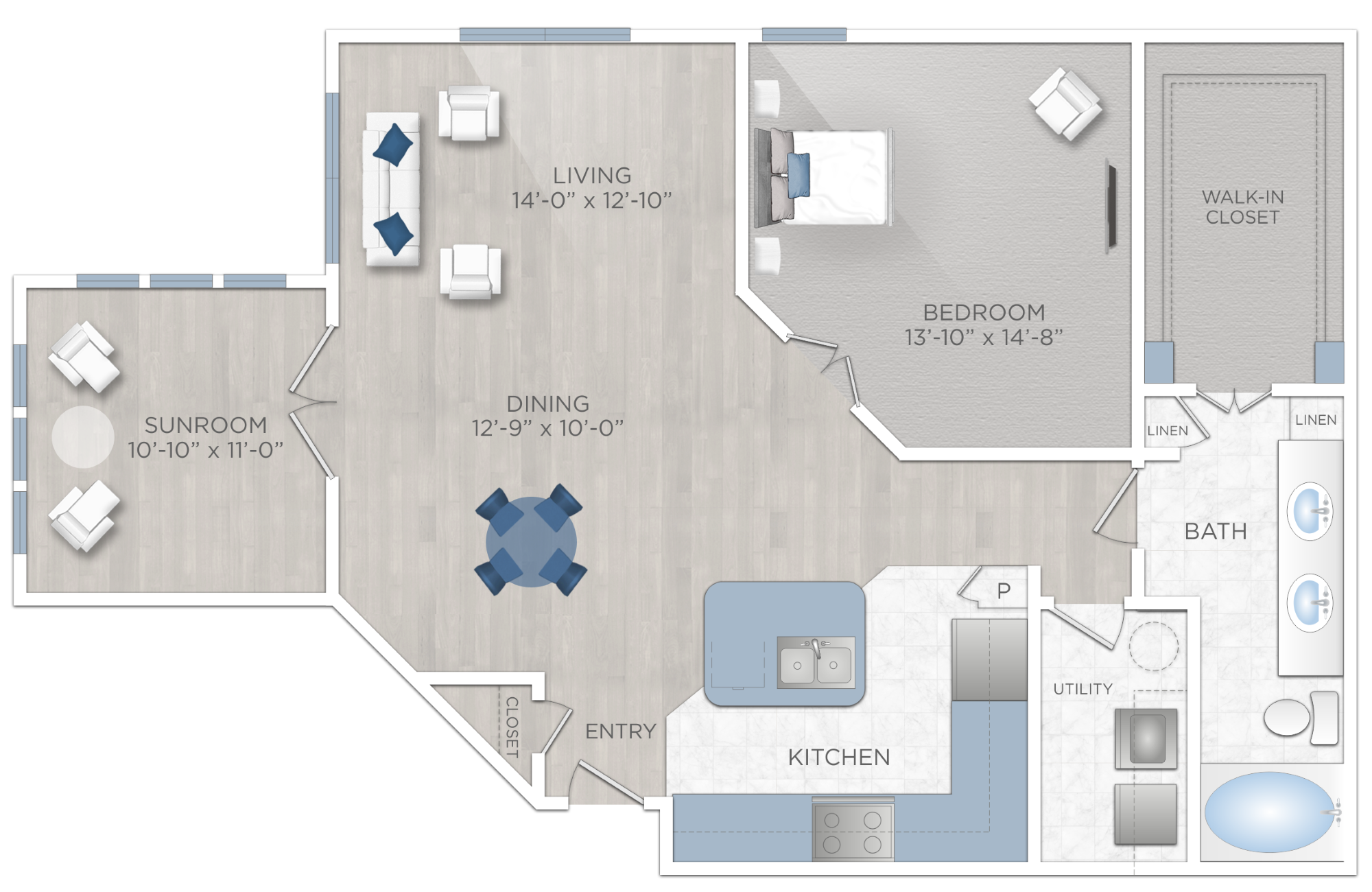 1 BEDROOM 1 BATH