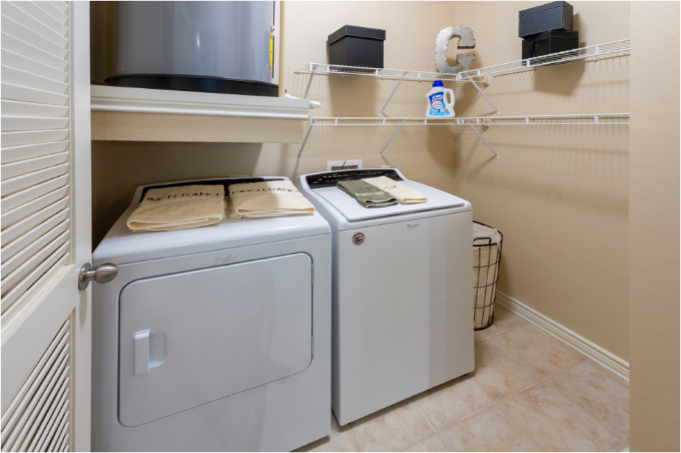 a washer and dryer in a laundry room