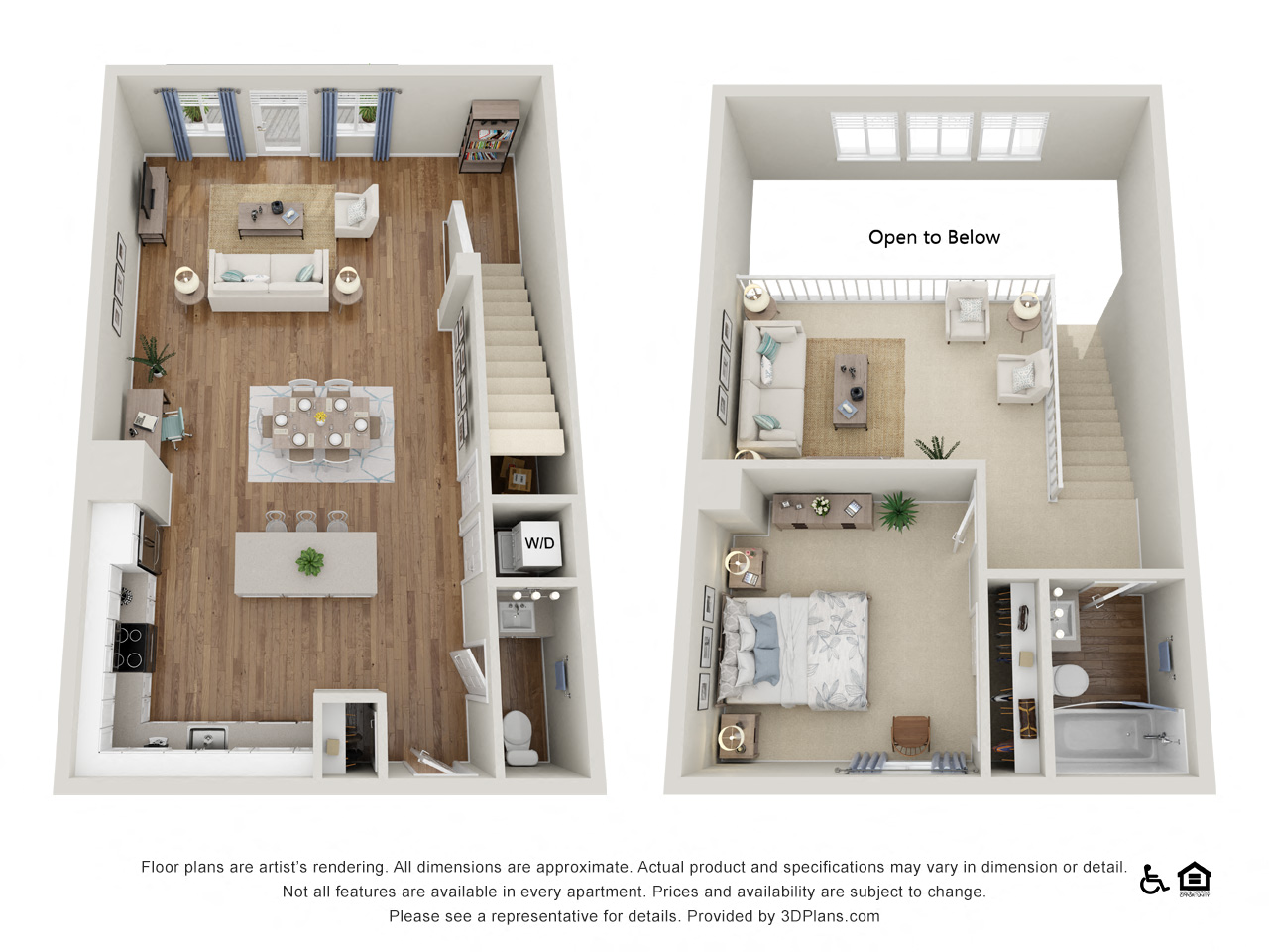 T4 1 Bedroom 1.5 Bathrooms at Amerige Pointe Apartments, Fullerton