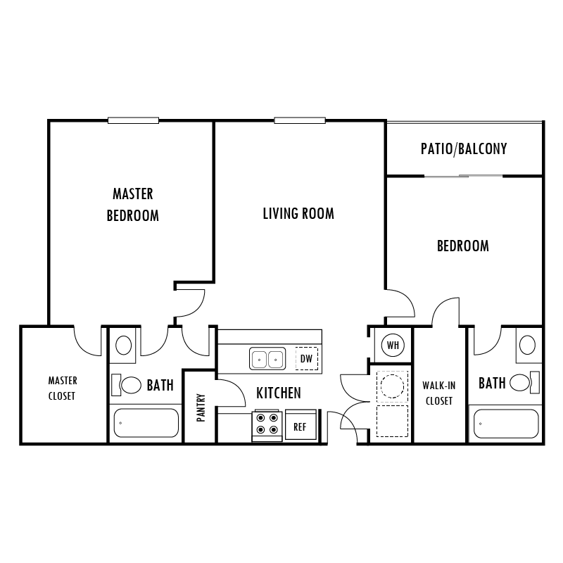 Two Bedroom Floor Plan Two Bedroom Floor Plan at Hampton Forest Apartments in Concord, North Carolina, NC