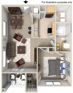 Rapallo Apartments Capri 1 bedroom floor plan