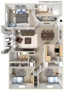 Rapallo Apartments Tuscany 3 bedroom floor plan