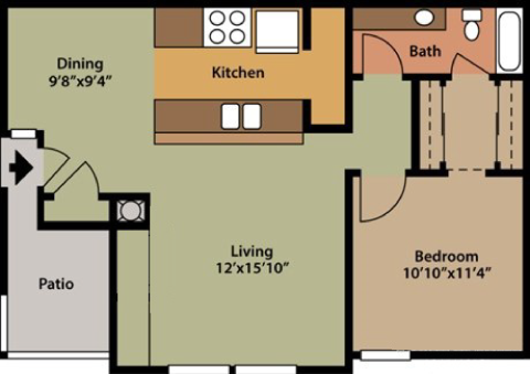 One-Bedroom-B One-Bedroom-B at Veridian Place,4849 Haverwood Lane,Dallas, TX, 75289
