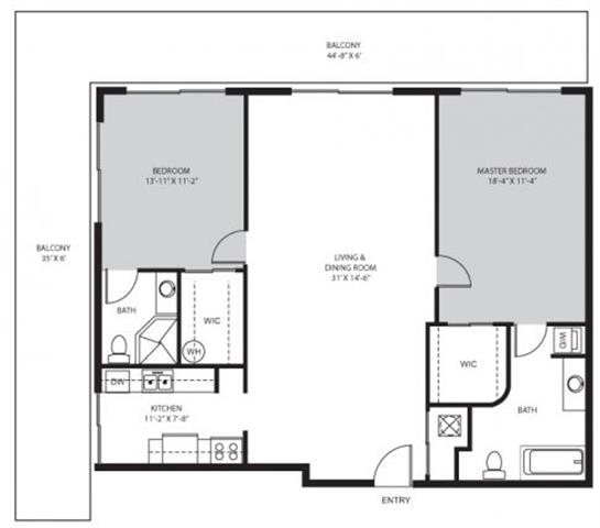 2 Bedroom / 2 Bath - B1 Floor Plan 7