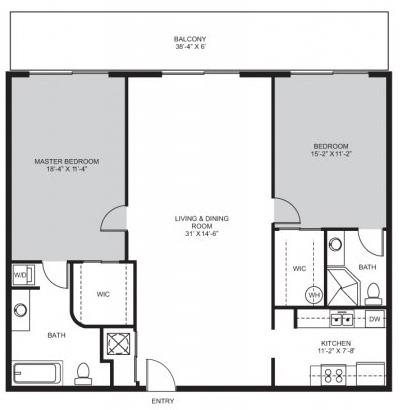 2 Bedroom / 2 Bath - B Floor Plan 3