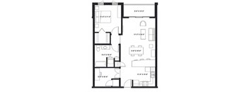 One Bedroom E Floor Plan at The Ideal, Wisconsin, 53715