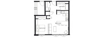 Studio J Floor Plan at The Ideal, Madison, 53715