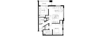 2 Bedroom 2 Bath Floor Plan at The Ideal, Madison, Wisconsin