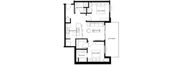 2 Bedroom 2 Bath M Floor Plan at The Ideal, Wisconsin, 53715