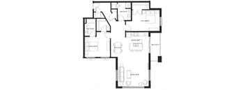 2 Bedroom 2 Bath Q Floor Plan at The Ideal, Madison, WI, 53715