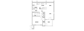 1 bedroom 1 bathroom Floor Plan