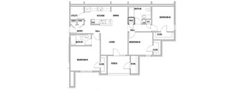 3 bedroom 2 bathroom Floor Plan