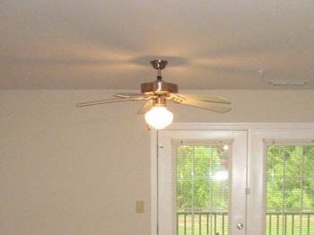 lighted ceiling fan in living room