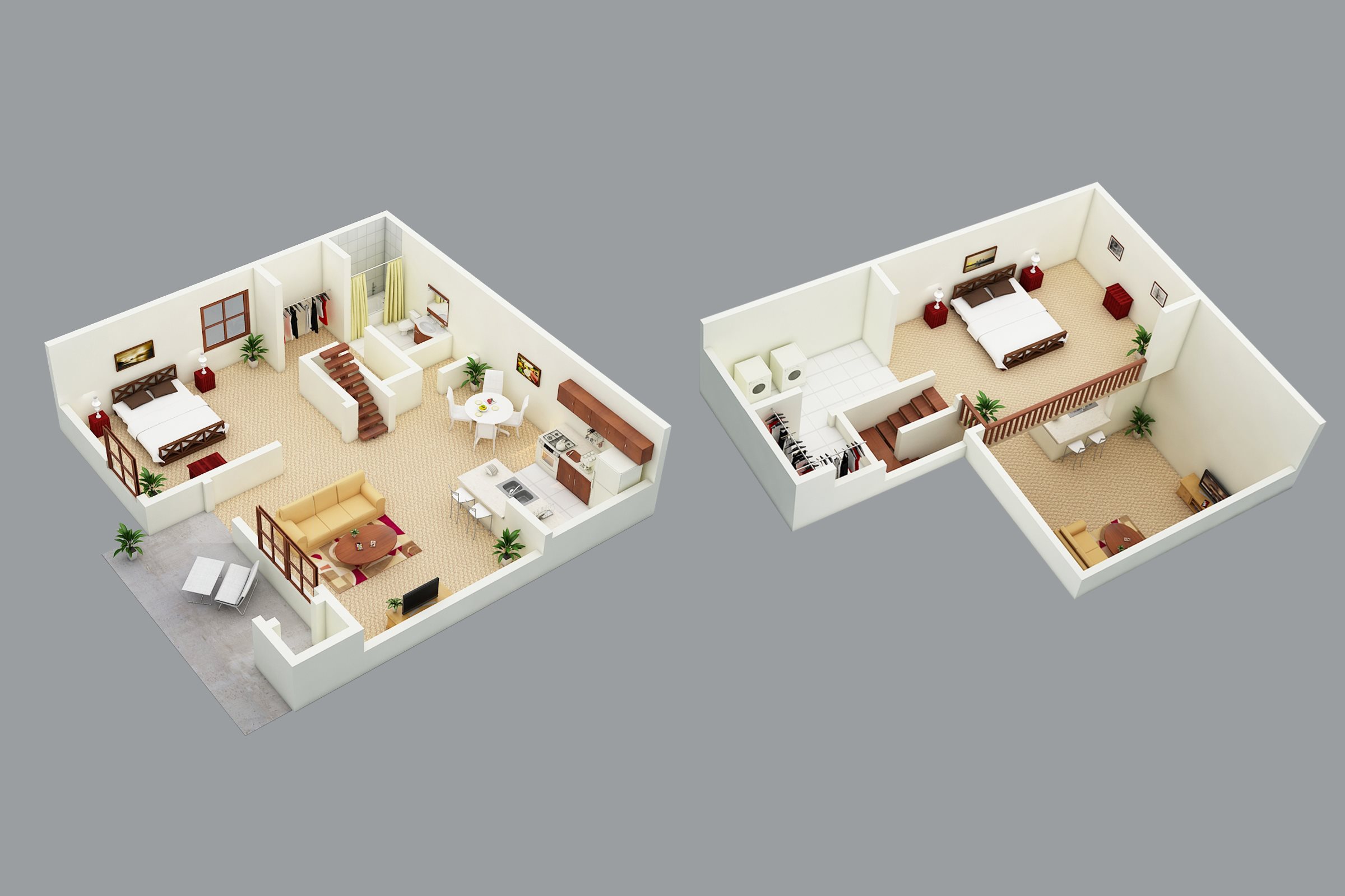 2x1-Loft-3D 3D 2x1-Loft floor plan at Whisper Lake Apartments