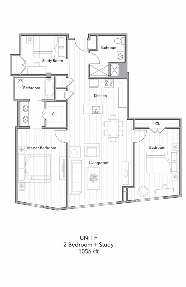 2 Bedroom+Study Floor Plan 5