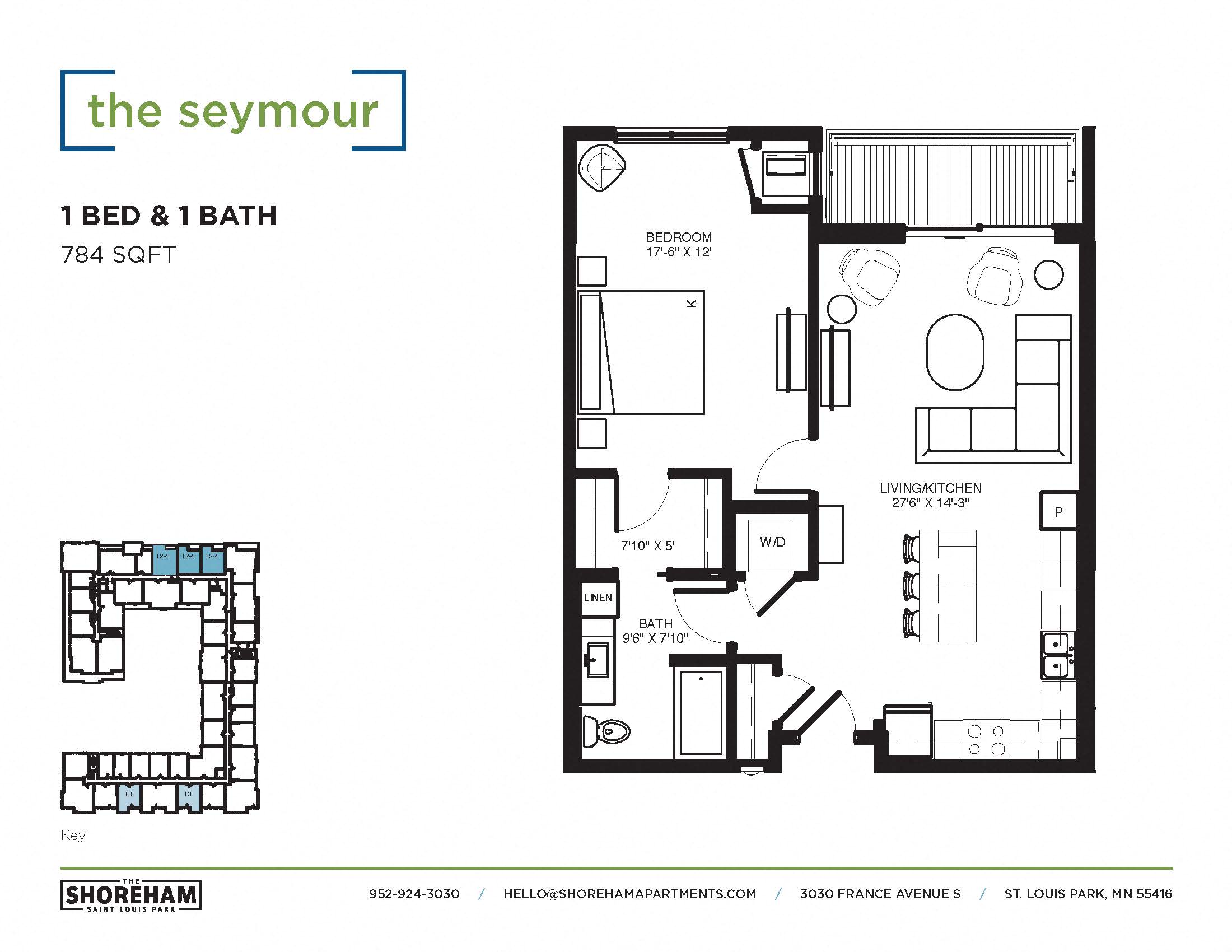 The Seymour Floor plan at The Shoreham, Minnesota, 55416