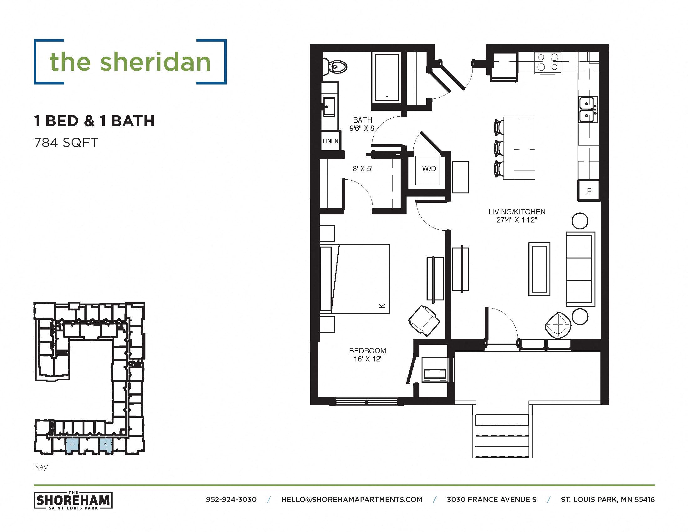 The Sheridan Floor plan at The Shoreham, Minnesota, 55416