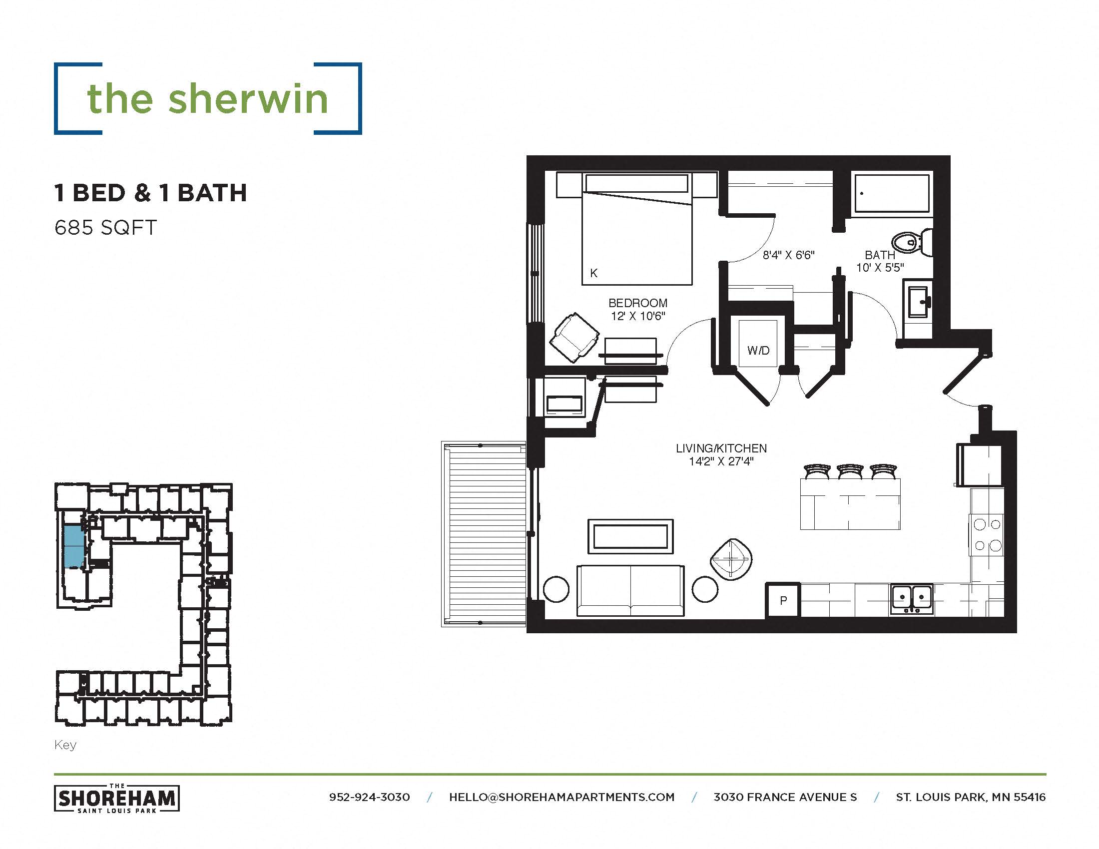 The Sherwin Floor plan at The Shoreham, St. Louis Park, MN 55416