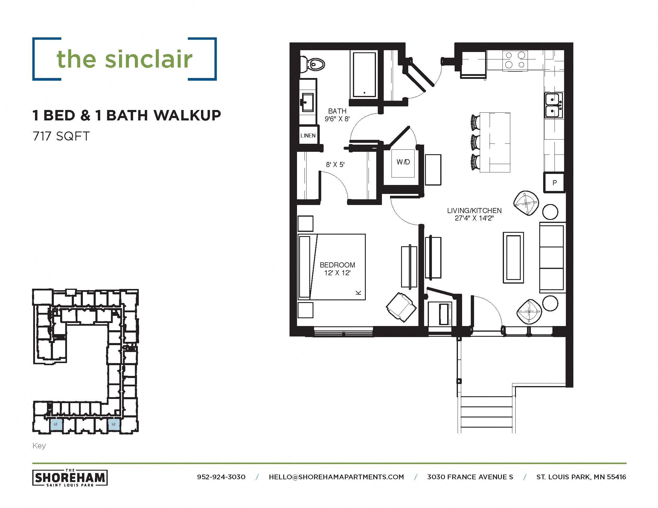 The Sinclair Floor plan at The Shoreham, Minnesota