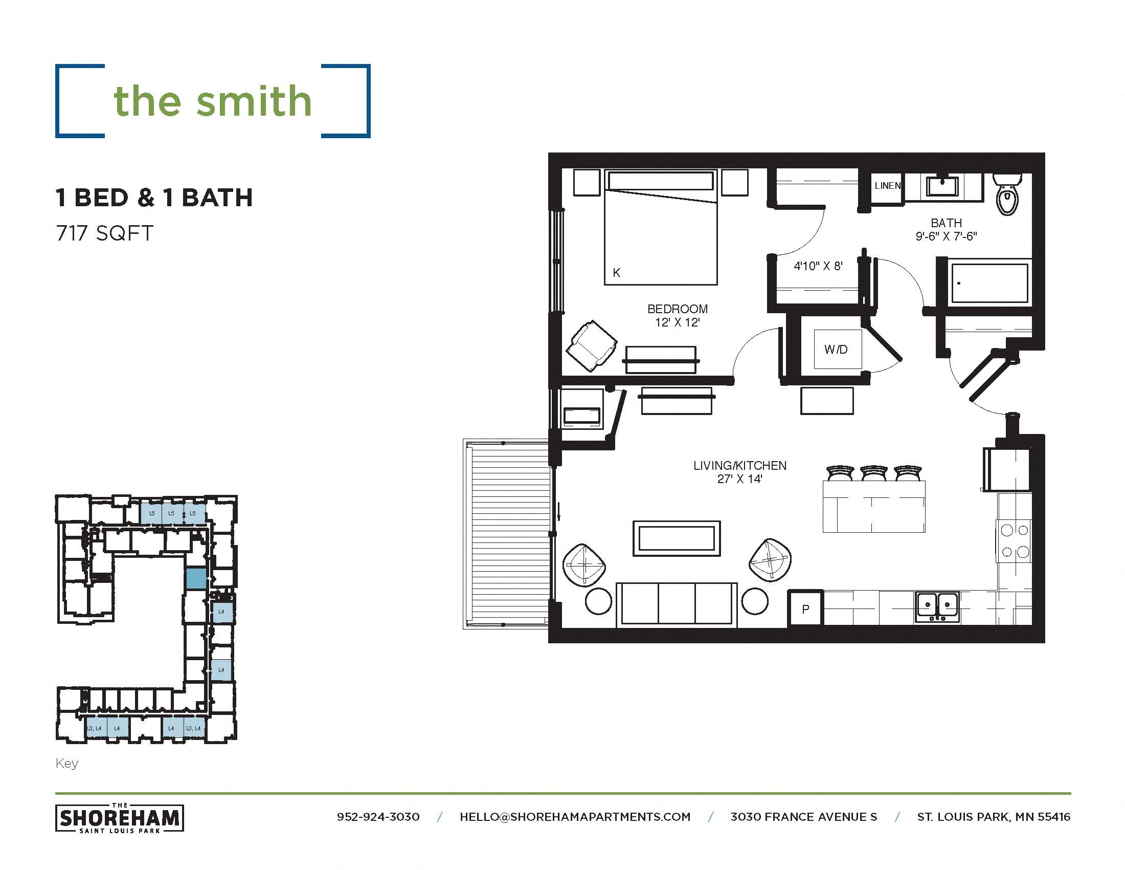 The Smith Floor plan at The Shoreham, St. Louis Park, Minnesota