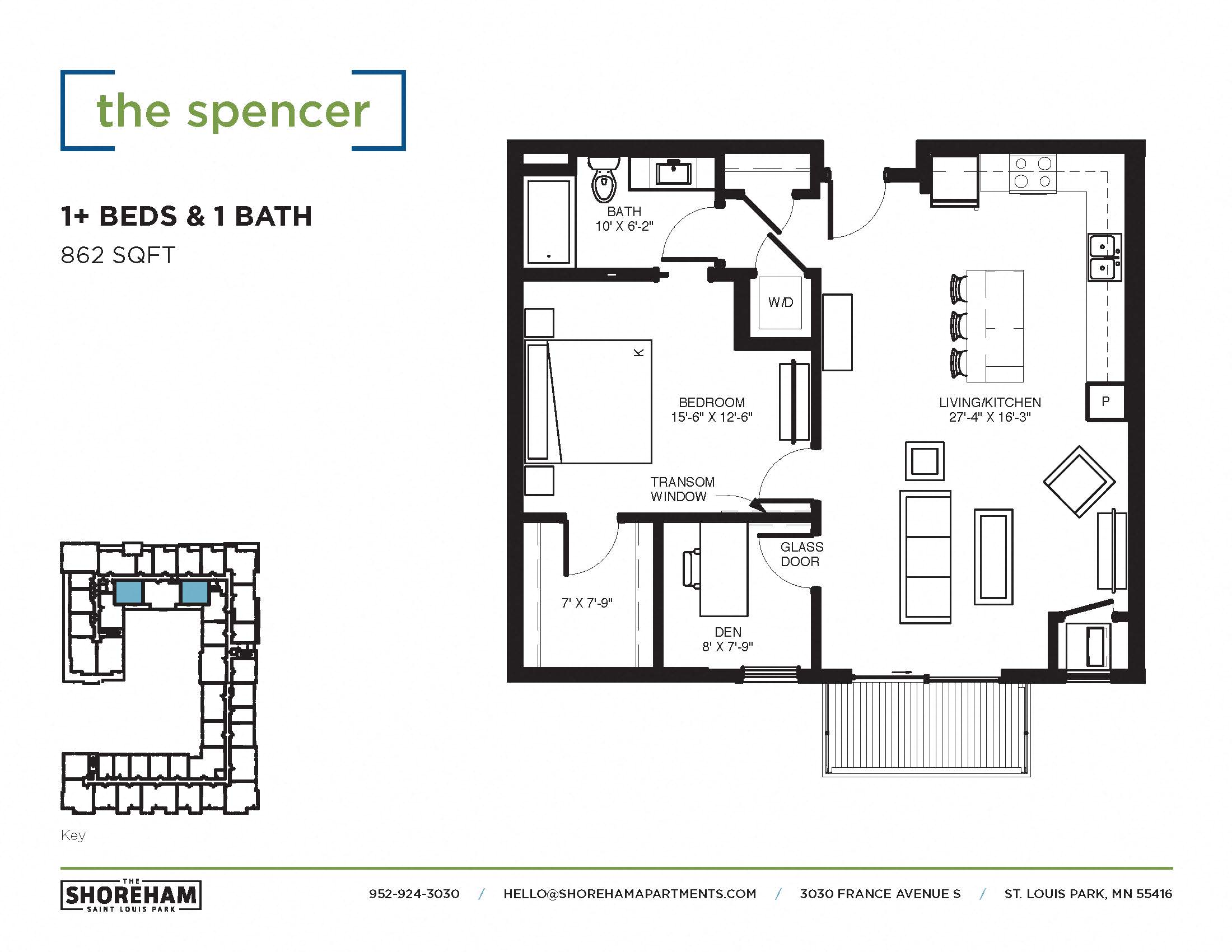 The Spencer Floor plan at The Shoreham, St. Louis Park, MN 55416