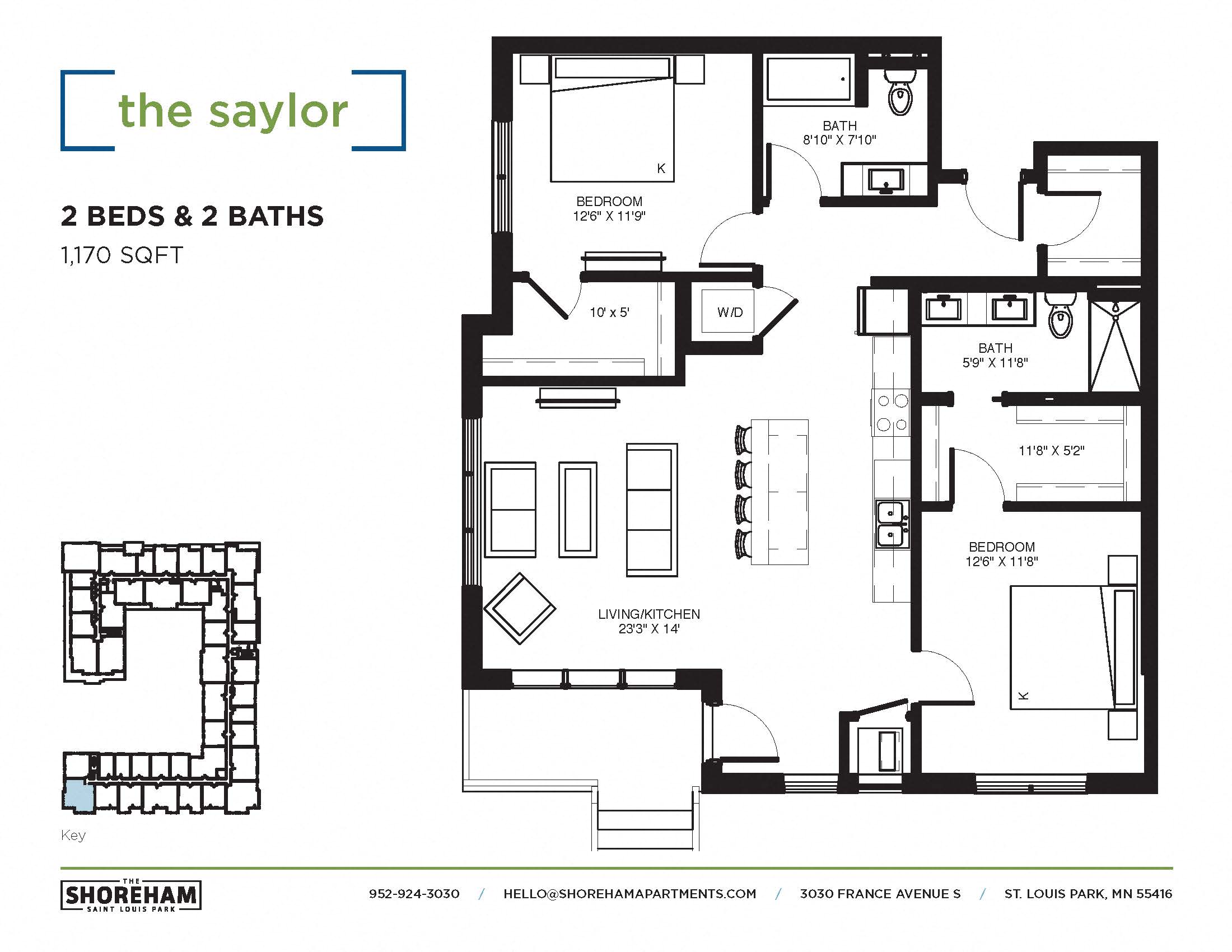 The Saylor Floor plan at The Shoreham, St. Louis Park, Minnesota