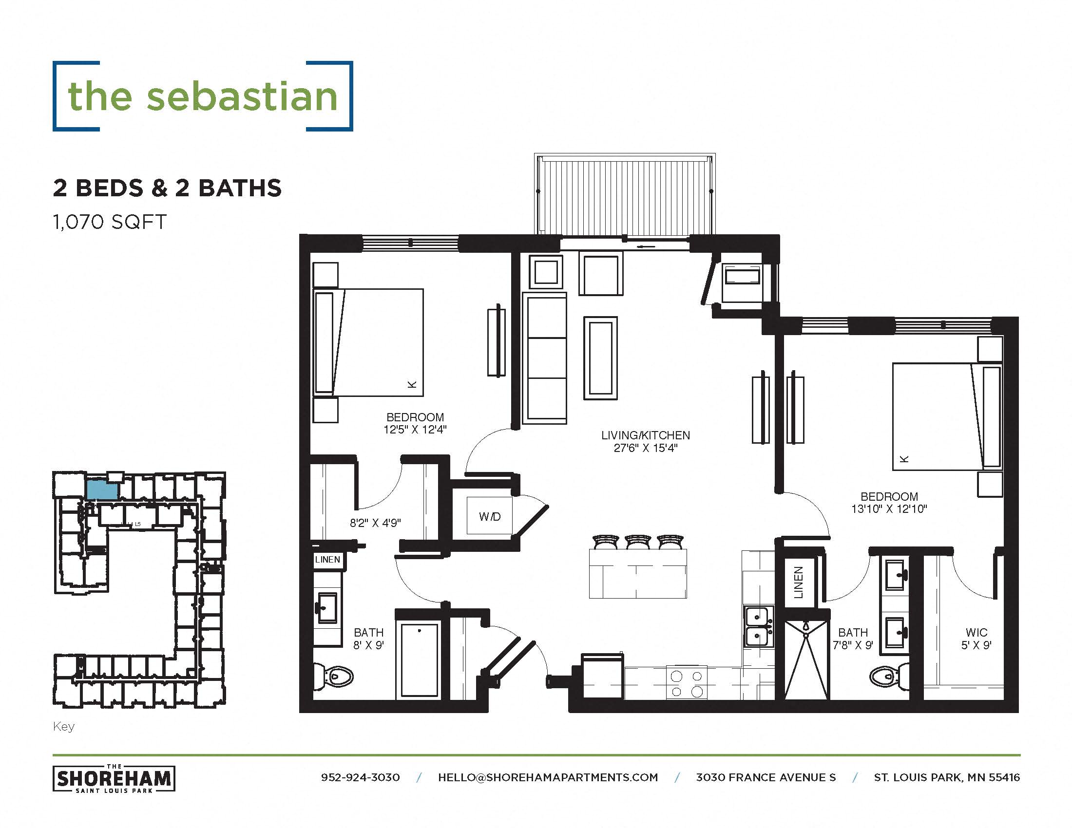 The Sebastian Floor plan at The Shoreham, St. Louis Park