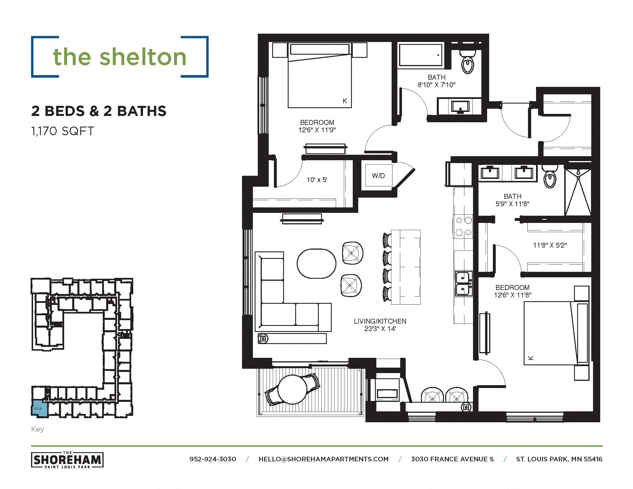The Shelton Floor plan at The Shoreham, St. Louis Park