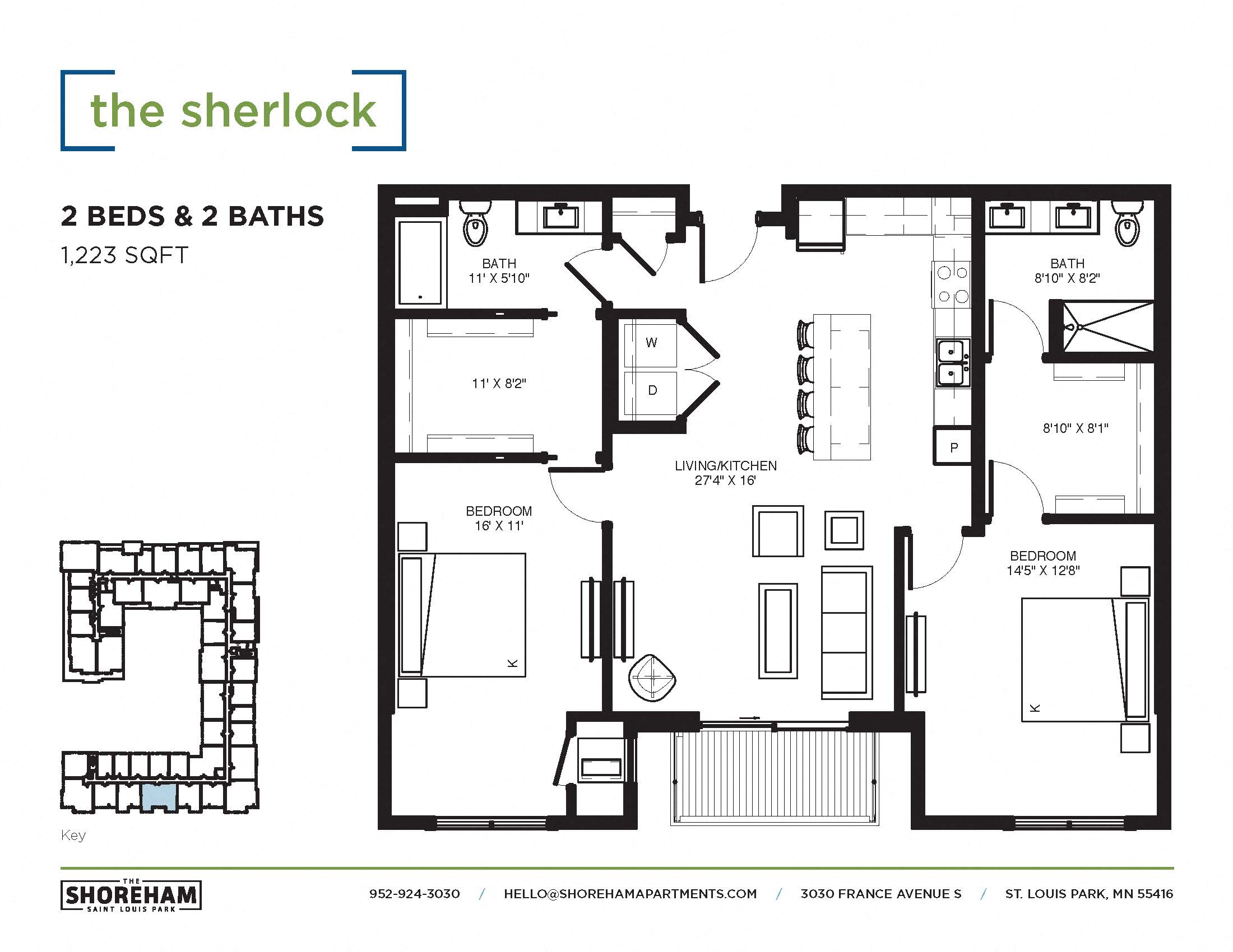 The Sherlock Floor plan at The Shoreham, St. Louis Park, MN