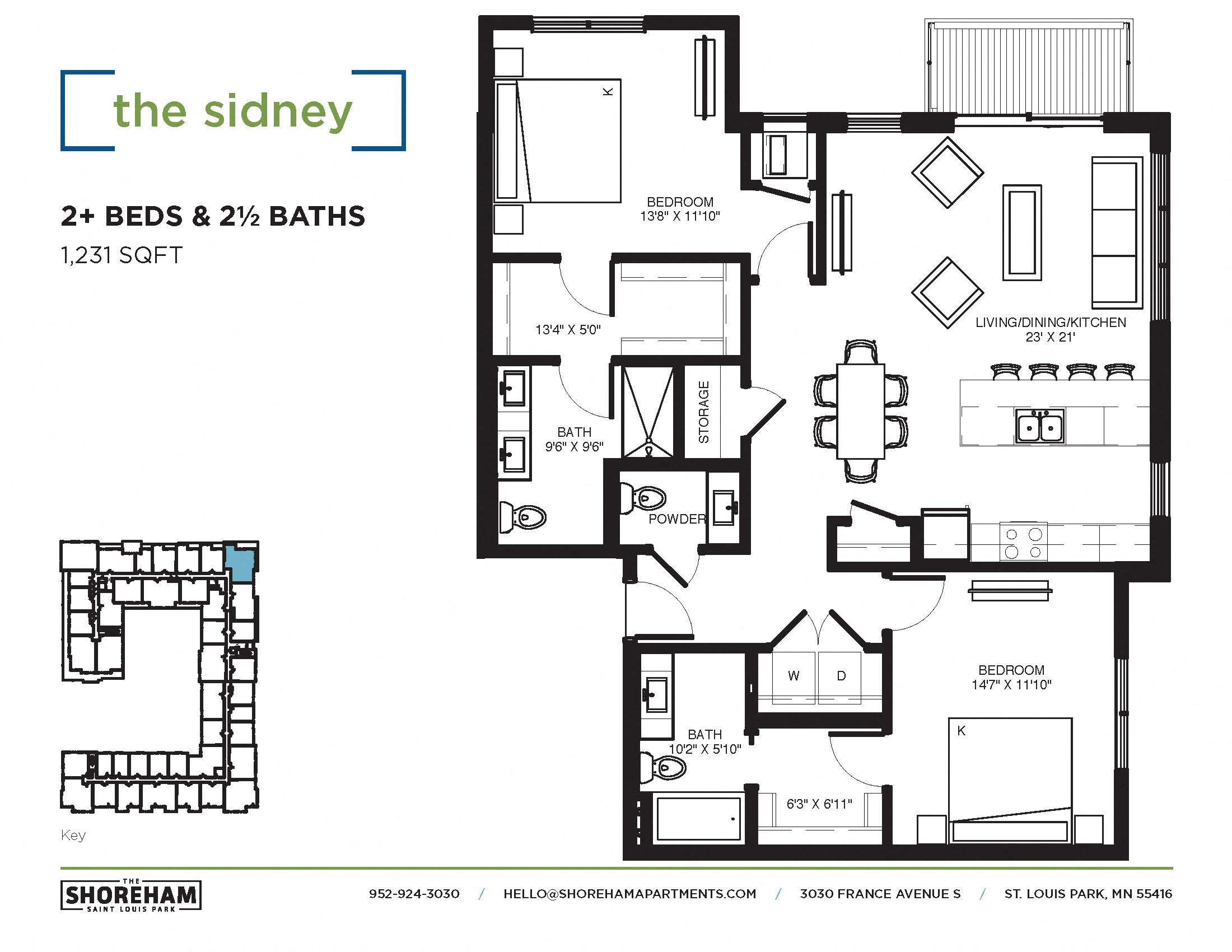 The Sidney Floor plan at The Shoreham, St. Louis Park, MN 55416