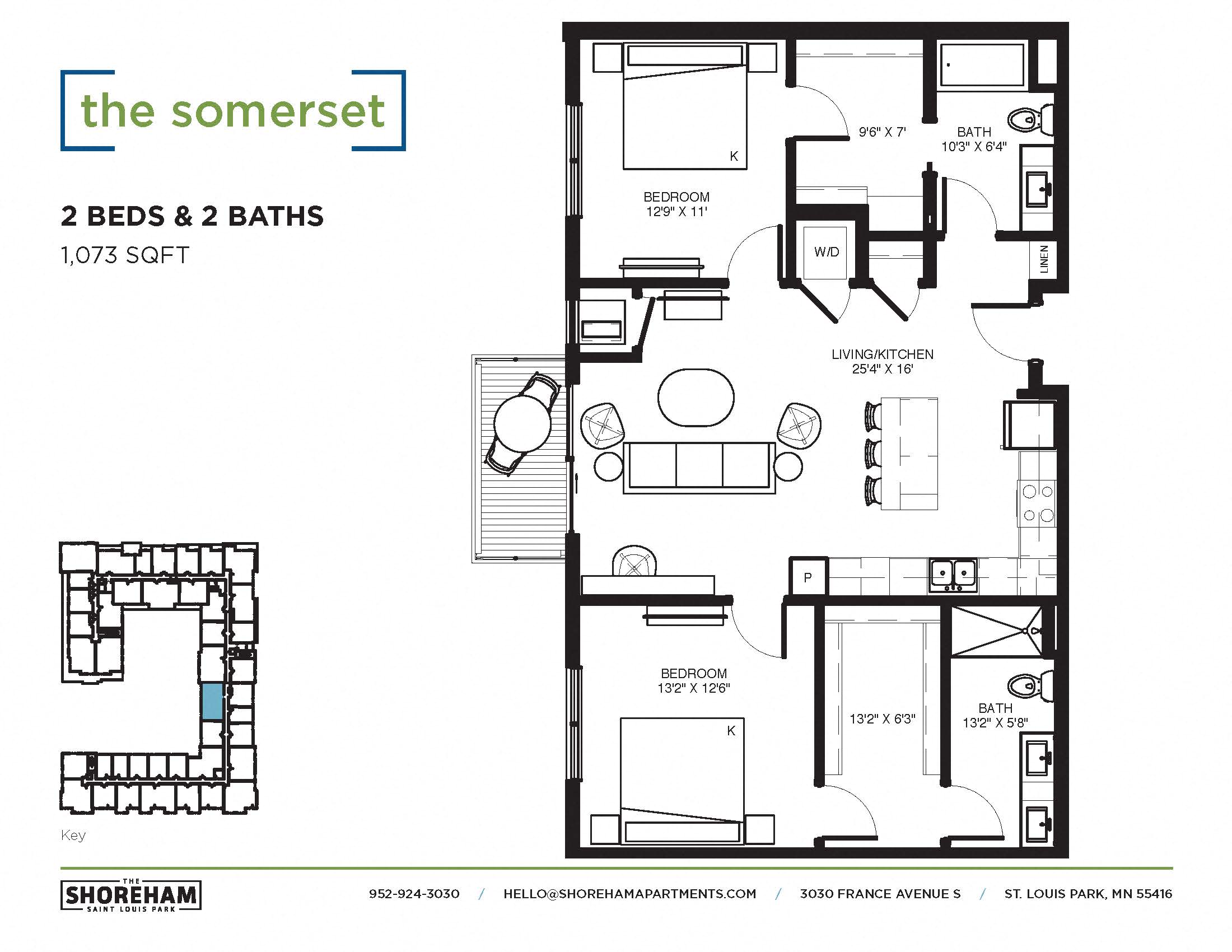 The Somerset Floor plan at The Shoreham, St. Louis Park, Minnesota