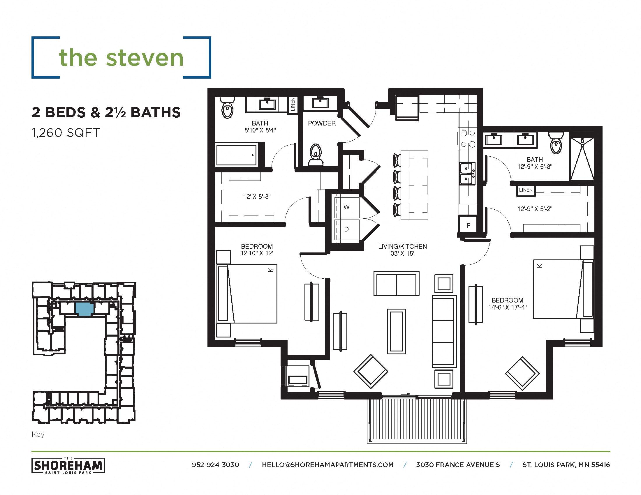 The Steven Floor plan at The Shoreham, Minnesota
