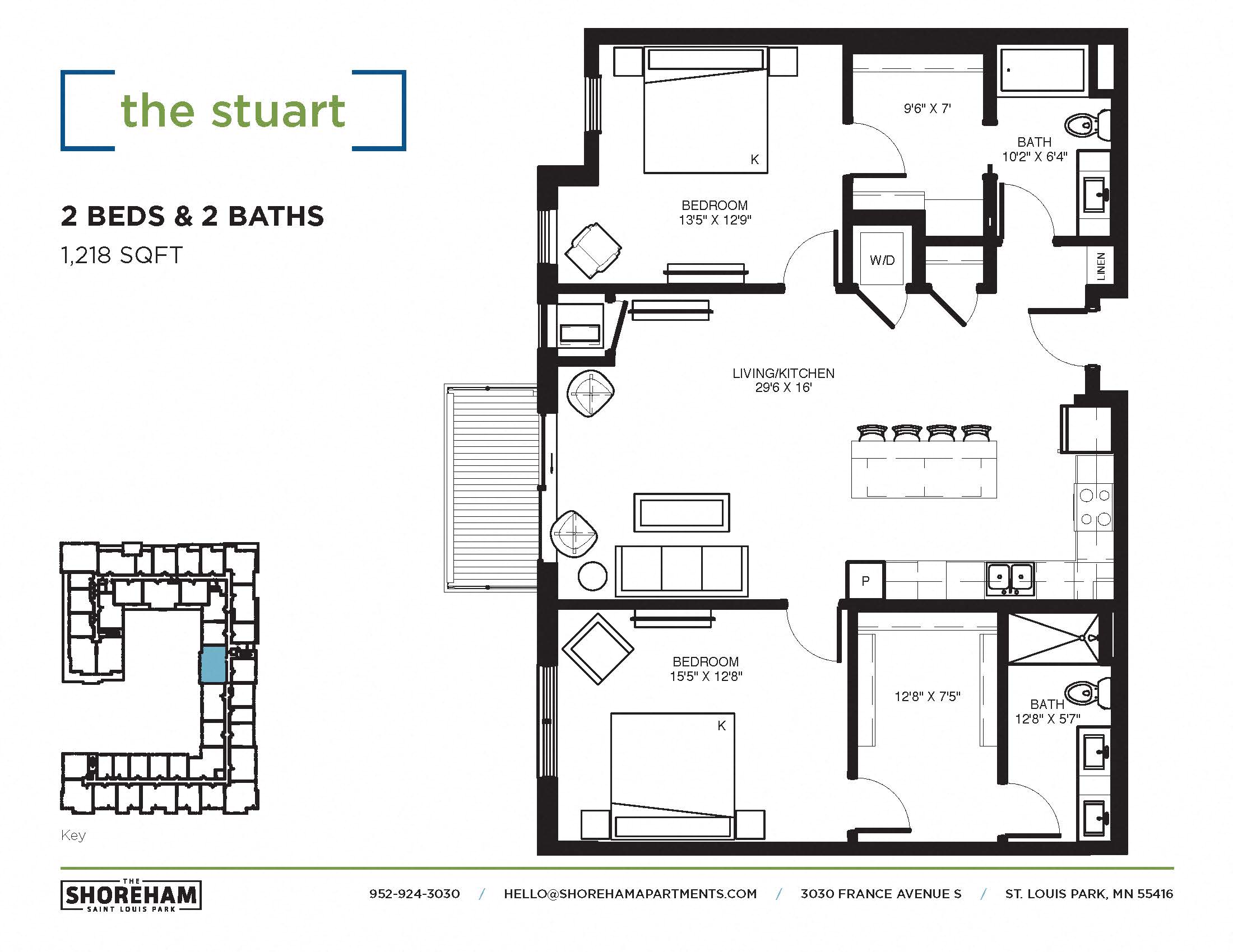 The Stuart Floor plan at The Shoreham, St. Louis Park