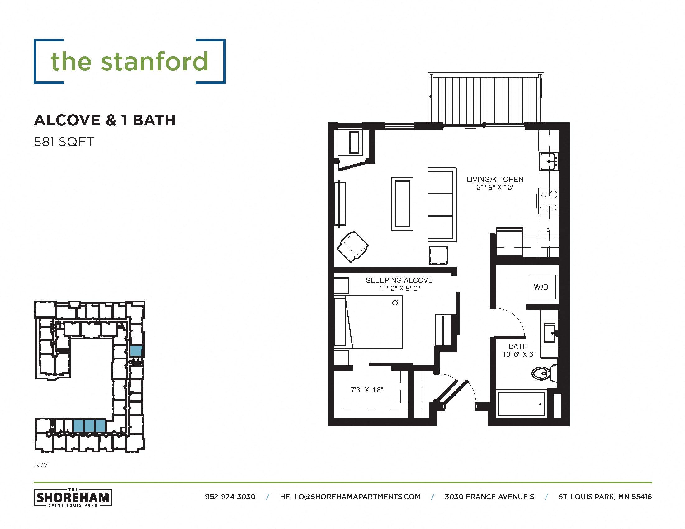 The Stanford Floor plan at The Shoreham, St. Louis Park, MN
