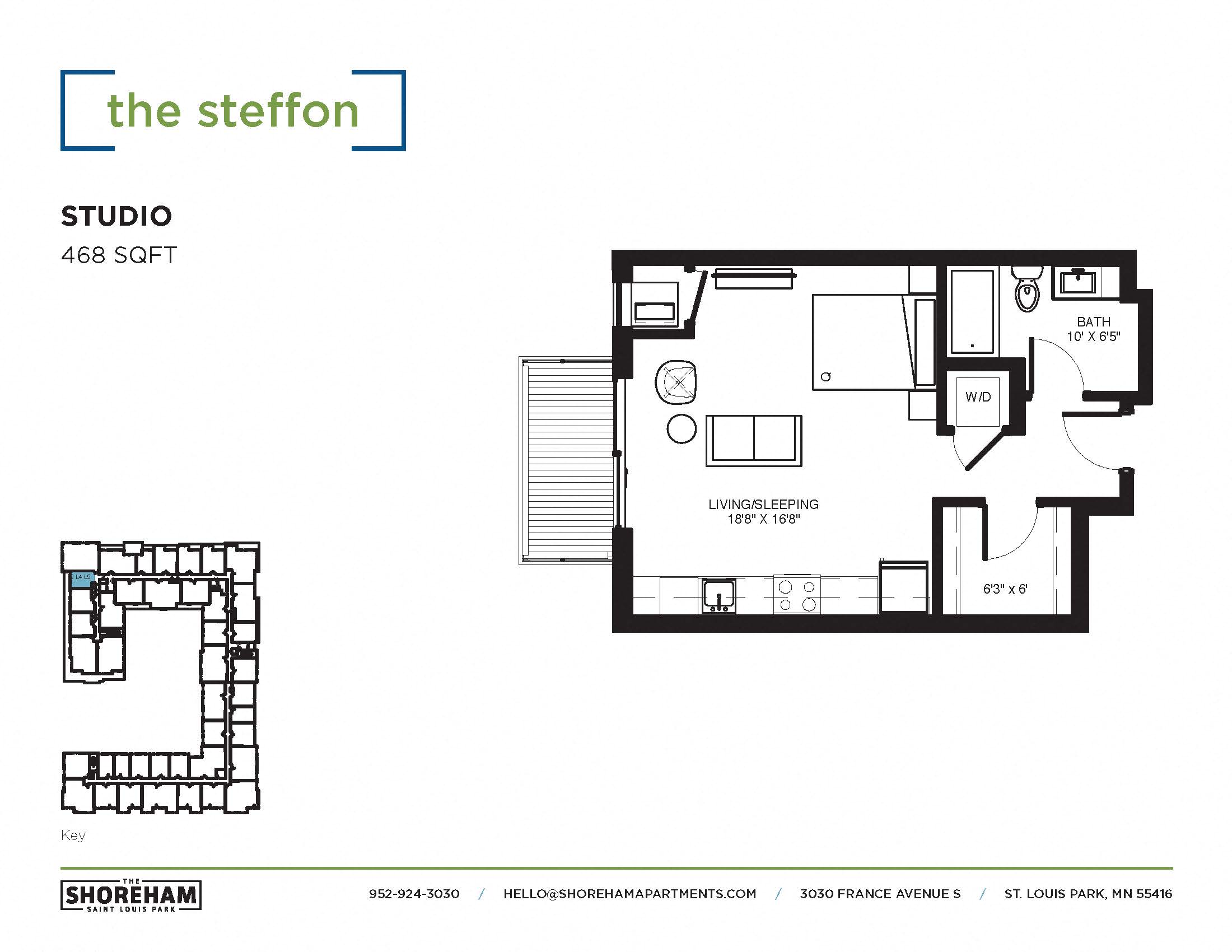 The Steffon Floor plan at The Shoreham, St. Louis Park