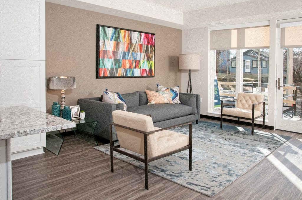 Classic Living Room Design at The Shoreham, St. Louis Park, MN