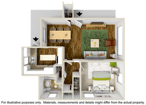 1 Bedroom Floor Plan at Gloria Homes Apartments, Los Angeles, 90016