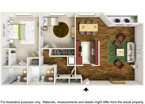 1 Bedroom Floor Plan at Lombardi Apartments, California, 91367