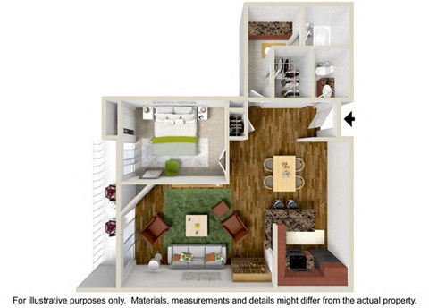 1 Bedroom Floor Plan at Parkway Plaza Apartments, California, 90230