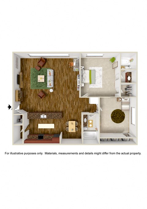 Two Bedroom Floor Plan at Topanga Canyon Apartments, West Hills, California