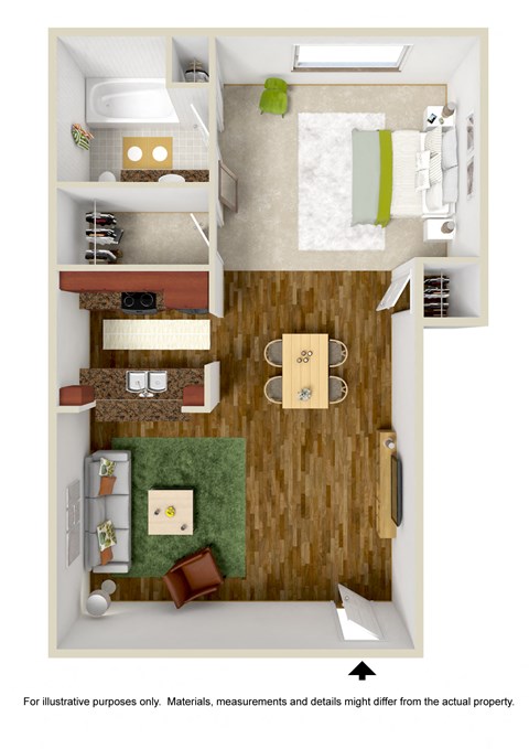 1 Bedroom Floor Plan at Topanga Canyon Apartments, California