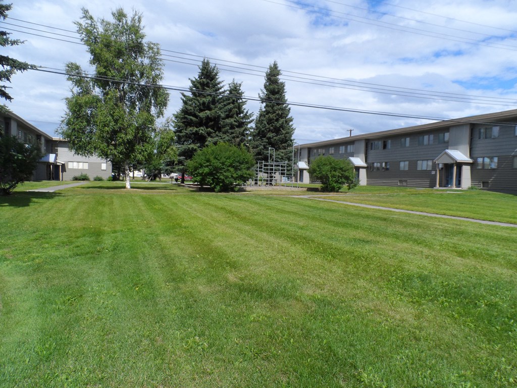 a large lawn in front of a building