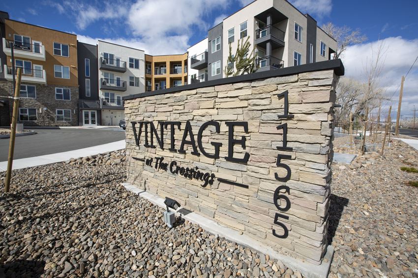 Vintage at the Crossing l Senior Apartments in Reno, NV l Entry Sign Monument Sign l Reno, NV l Vintage at the Crossing Apt Homes Senior Apartments